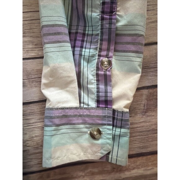 Patagonia Long-Sleeved Plaid Shirt Organic Cotton Button purple Green Womens S - Picture 3 of 9